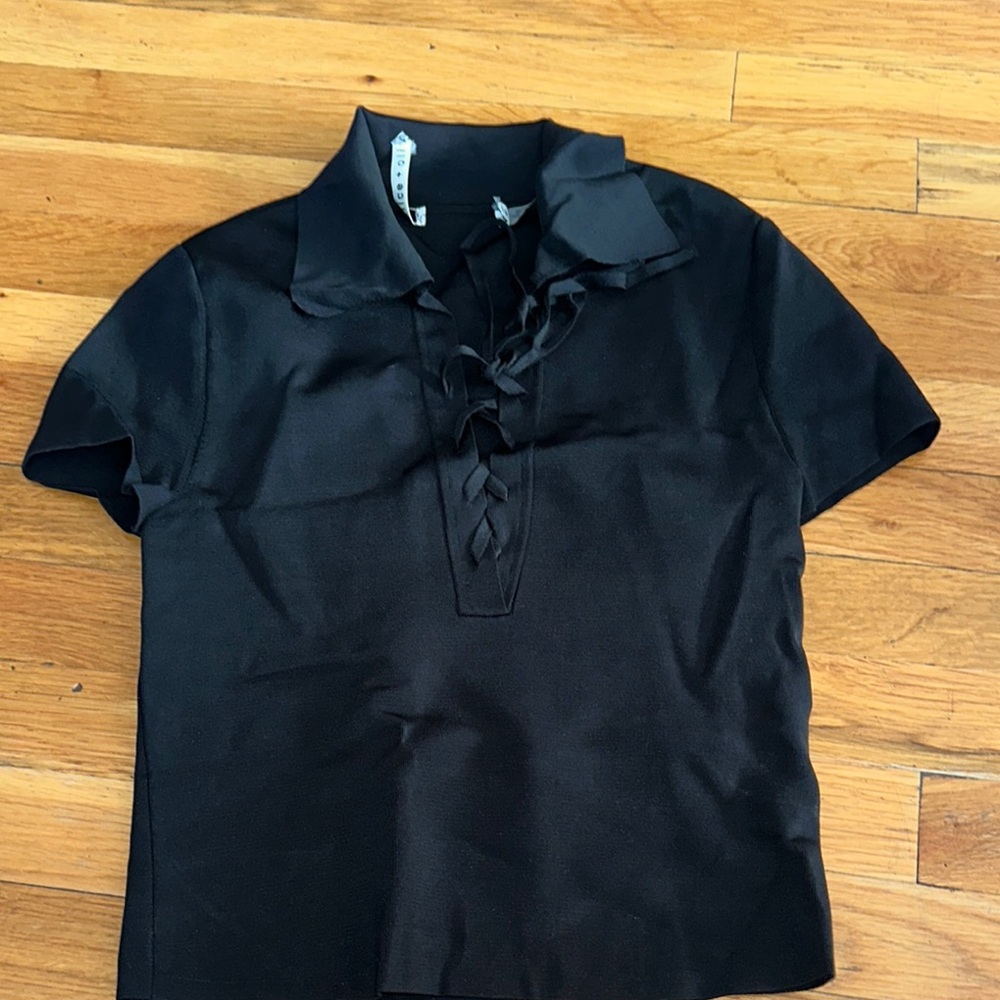 Alice + Olivia Blue Ruffled Shirt